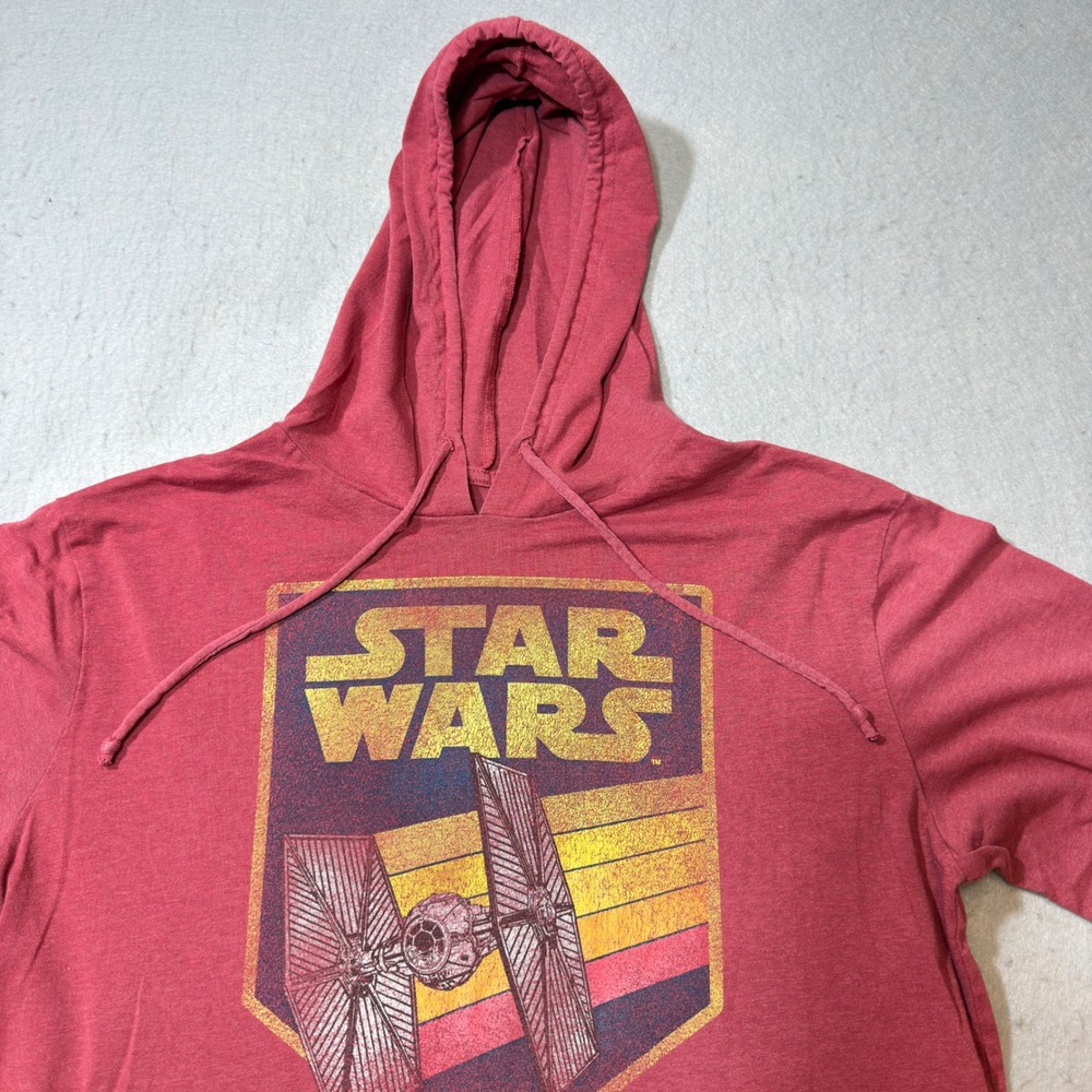 Star Wars Hoodie Mens Medium Red Good TIE Fighter Graphic Retro Mad Engine